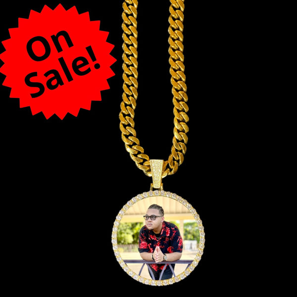 60mm Gold Circle Photo Pendant