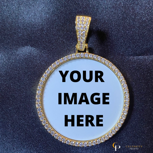 40mm Gold Circle Photo Pendant