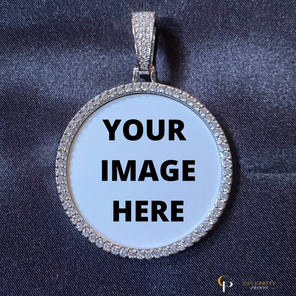 40mm Silver Circle Photo Pendant