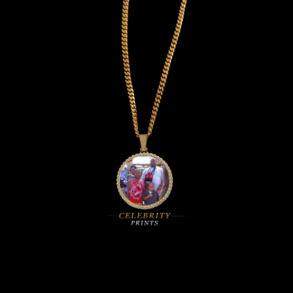 60mm Gold Circle Photo Pendant