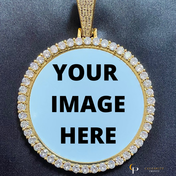 60mm Gold Circle Photo Pendant