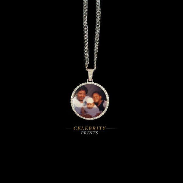 60mm Silver Circle Photo Pendant