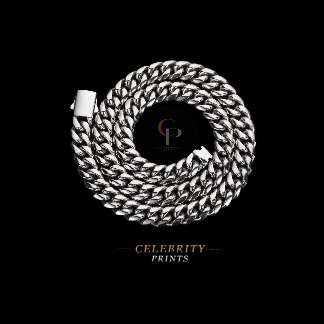 Silver 8mm Cuban Link Chain