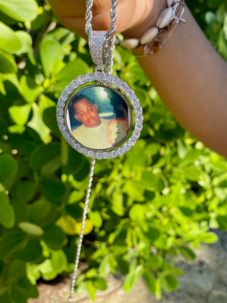 Two Sided Silver Photo Pendant