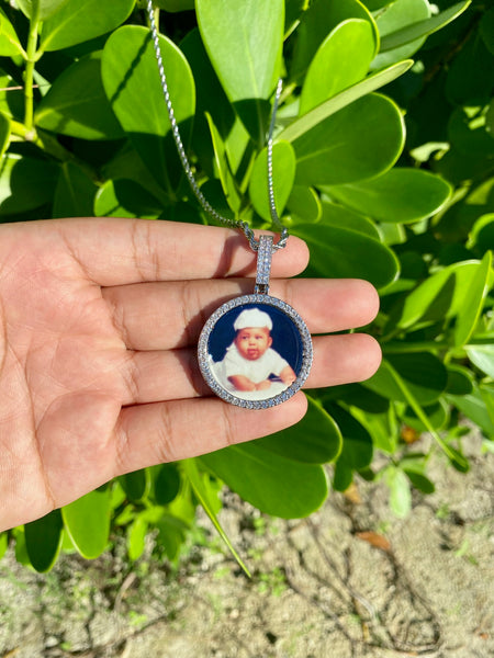 30mm Silver Circle Photo Pendant