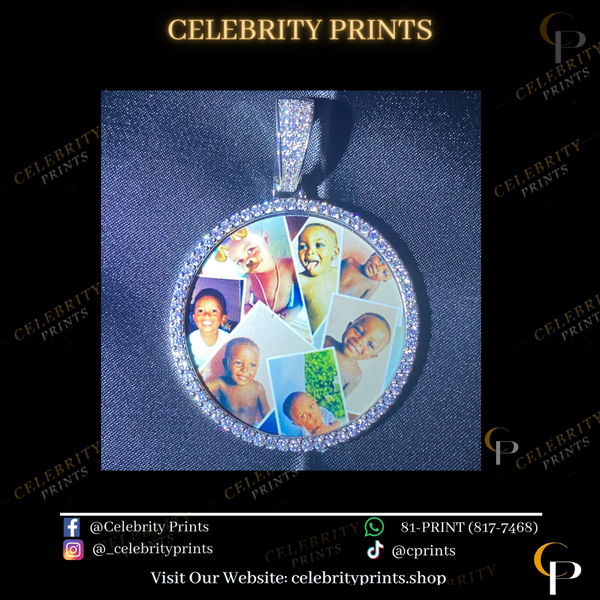 40mm Silver Circle Photo Pendant